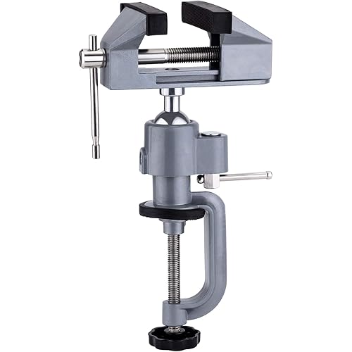 LESOLEIL 360 ° Rotatable Table Bench Vice - Aluminum Alloy Clamp Vice with Swivel Clamping Jaws for Workbench, Metalwork, Model Making, Woodworking