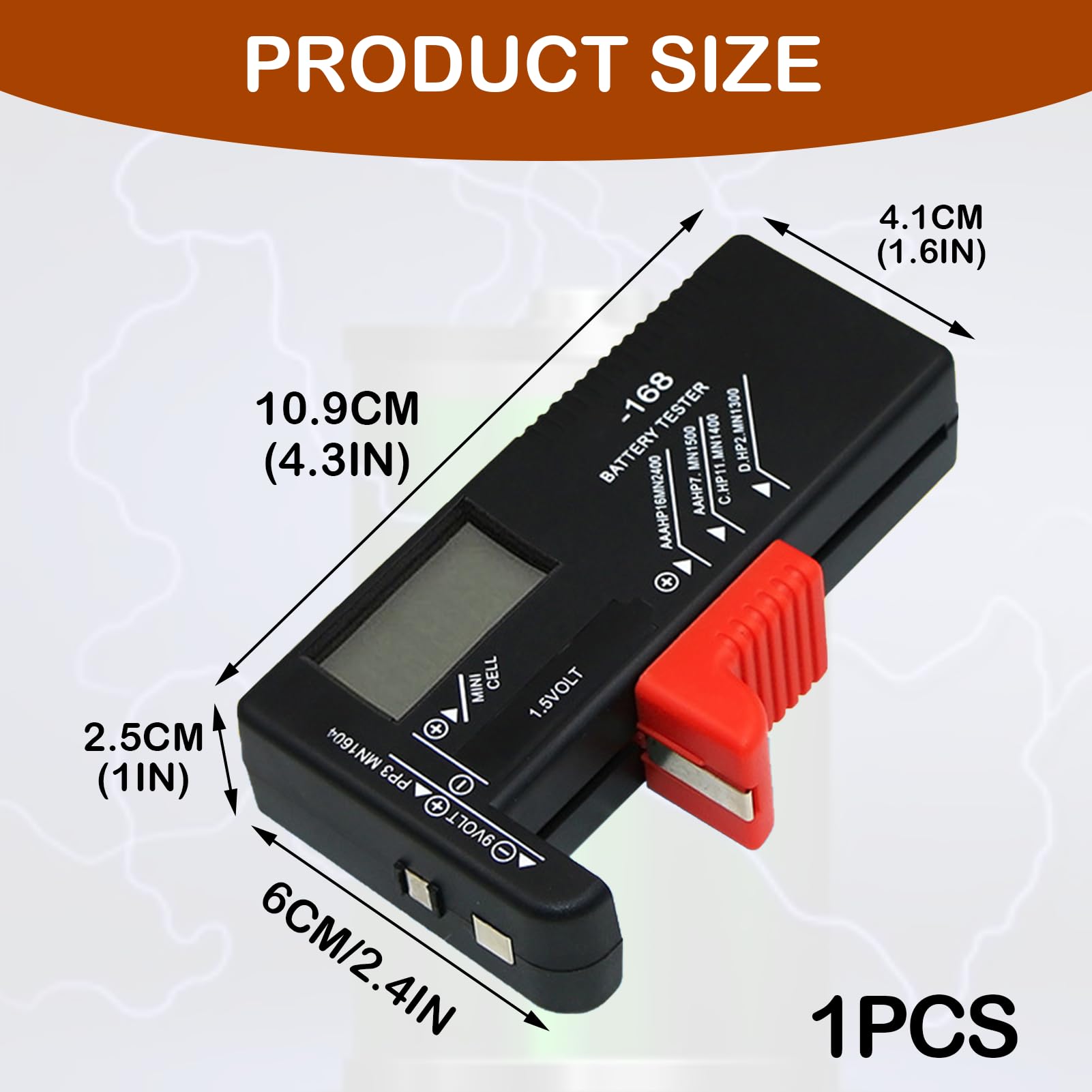 Testeur de Piles Universel Numérique BT-168D pour AA AAA C D 9V 1.5V Piles Bouton avec Ecran LCD
