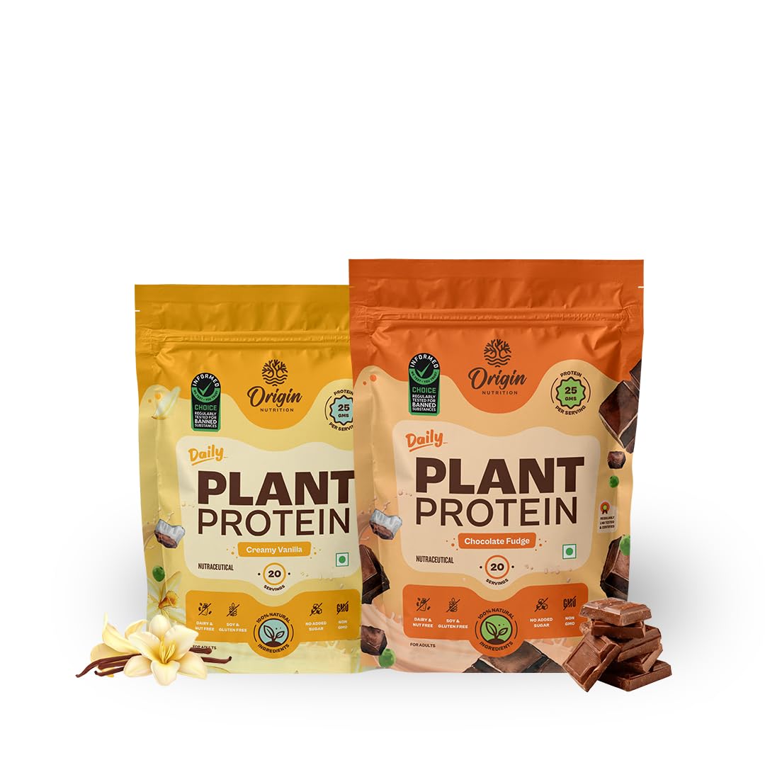 Origin Nutrition Plant Protein Powder Combo | Rich Chocolate + Creamy Vanilla | 25g Pea Protein Isolate & Pumpkin Seed | 40 Servings, 2 Pouches | Vegan, Clean, Gut-Friendly-image-44