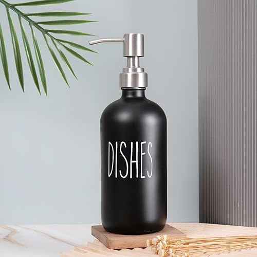 Miniatura 8 de VICUKIE Juego de dispensador de jabón de vidrio, juego de dispensador de jabón de cocina con bomba de acero inoxidable, juego de dispensador de