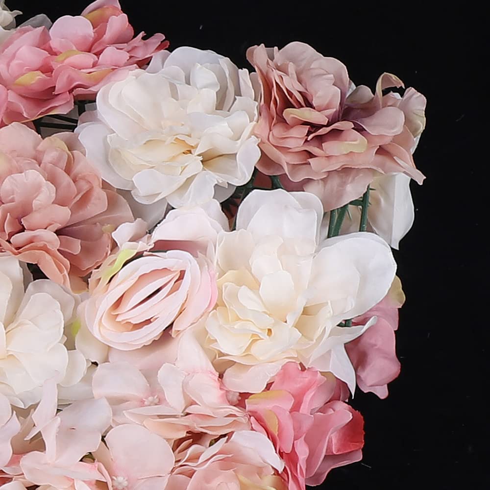 6Pcs Künstliche Blumenwand Rosenwand Kunstblumen Deko Wand für Hochzeit Schaufenster Balkon Hintergrund Dahlie+Rose+Hortensie