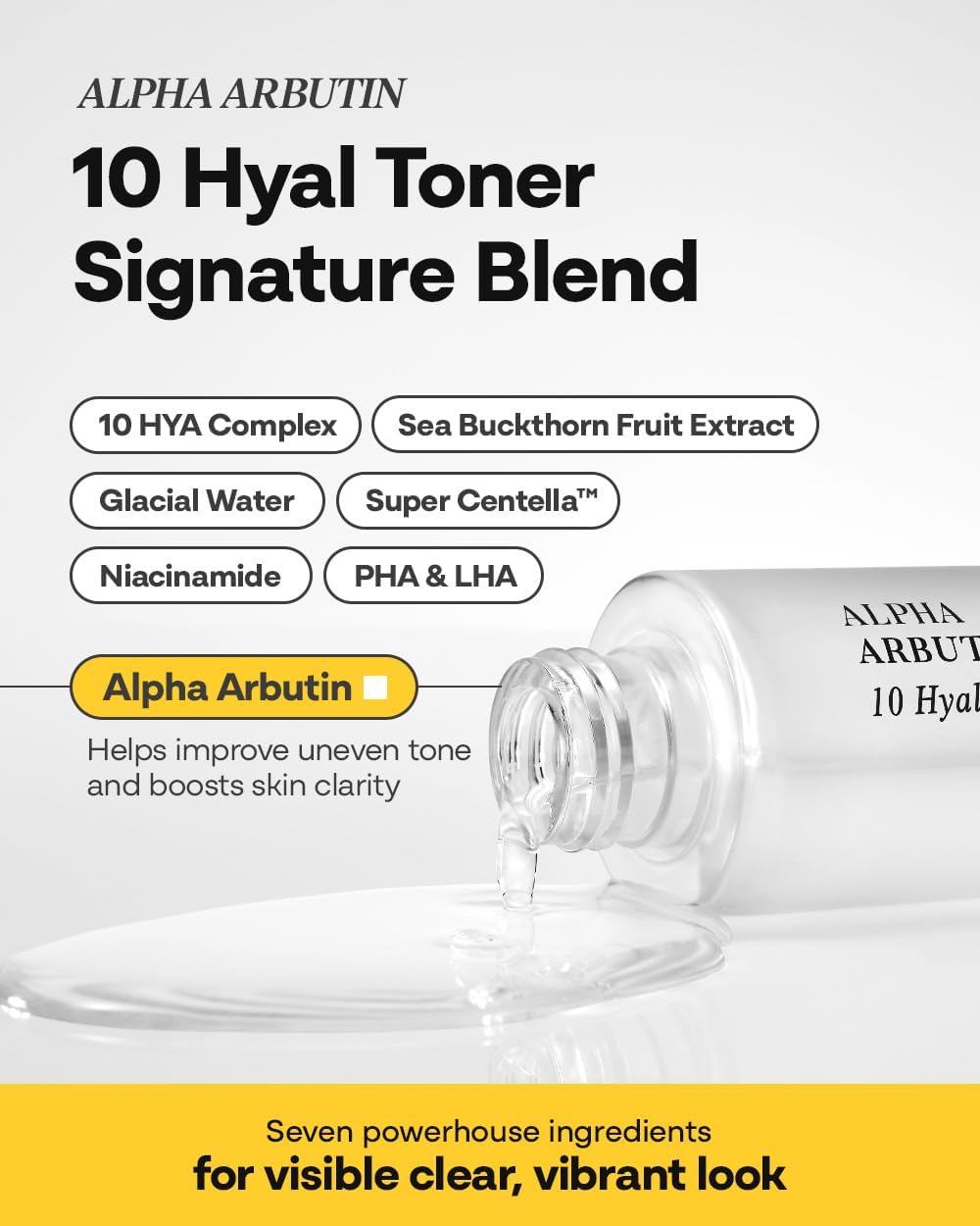 Alpha Arbutin Toner – Hydrating Exfoliating Toner with Niacinamide, Hyaluronic Acid, PHA & Salicylic Acid | Glow & Uneven Tone | Korean Skincare for Sensitive Skin | Fragrance-Free | 4.05 fl oz - Image 5