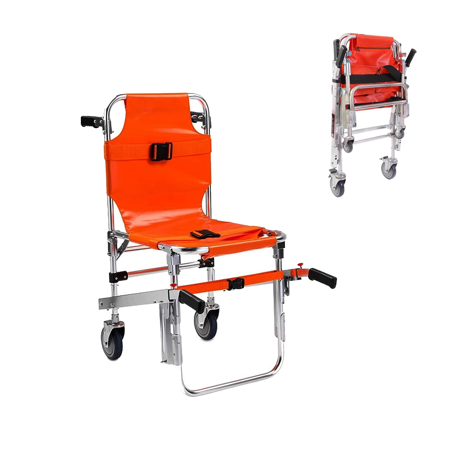 Klappbare Trage, EMS-Treppenstühle für ältere Menschen, Transfer-Treppenstuhl-Hebehilfe-Geräte, Aluminium-Leichtgewicht-Treppenlifte, Faltbarer Transportrollstuhl mit 2 Rädern, Tragkraft 350