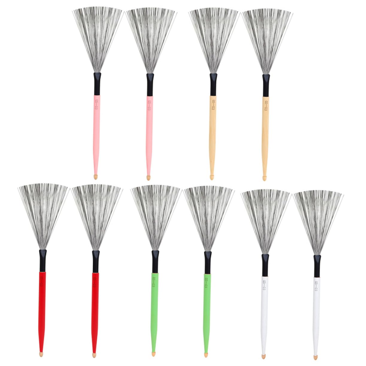 Levemolo 5 Pack Drum Brushes Metal Drum Brush Set Dual End High Carbon Steel Drum Cleaning Brush for Drummers