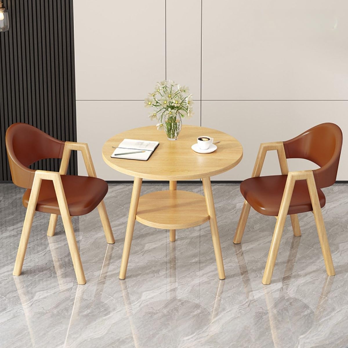 Office Reception Desk and Chair Set, Small Dining Table with Chairs, Business Coffee Leisure Table and Chair Set for Lounge, Living Room, Kitchen, Cafe, Small Spaces