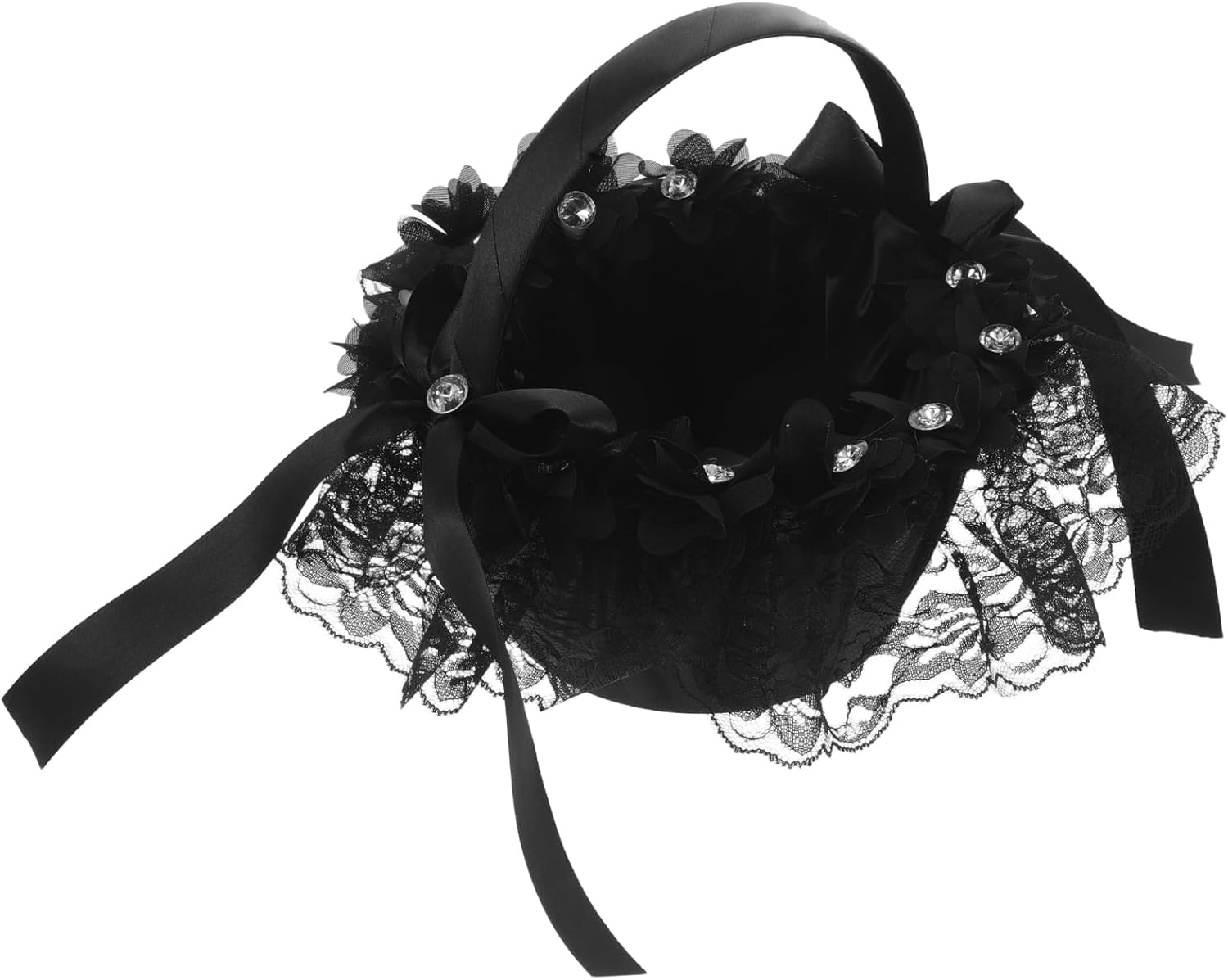 LUOZZY 2 Pcs Wedding Flower Girl Basket Rhinestone Handle Elegant Party Collection Home Decor
