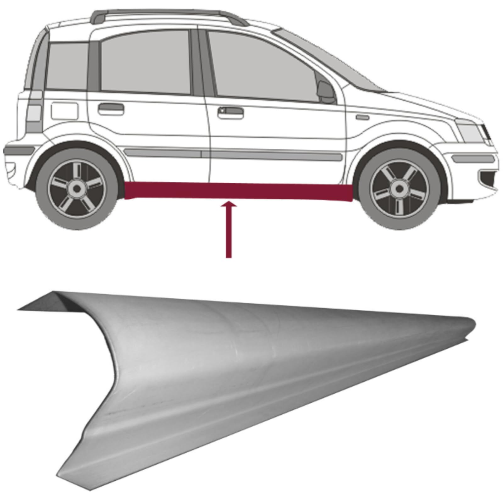 2X Reparaturblech Schweller Links = rechts passend für FIAT Panda 169 Baujahr 2003-2012