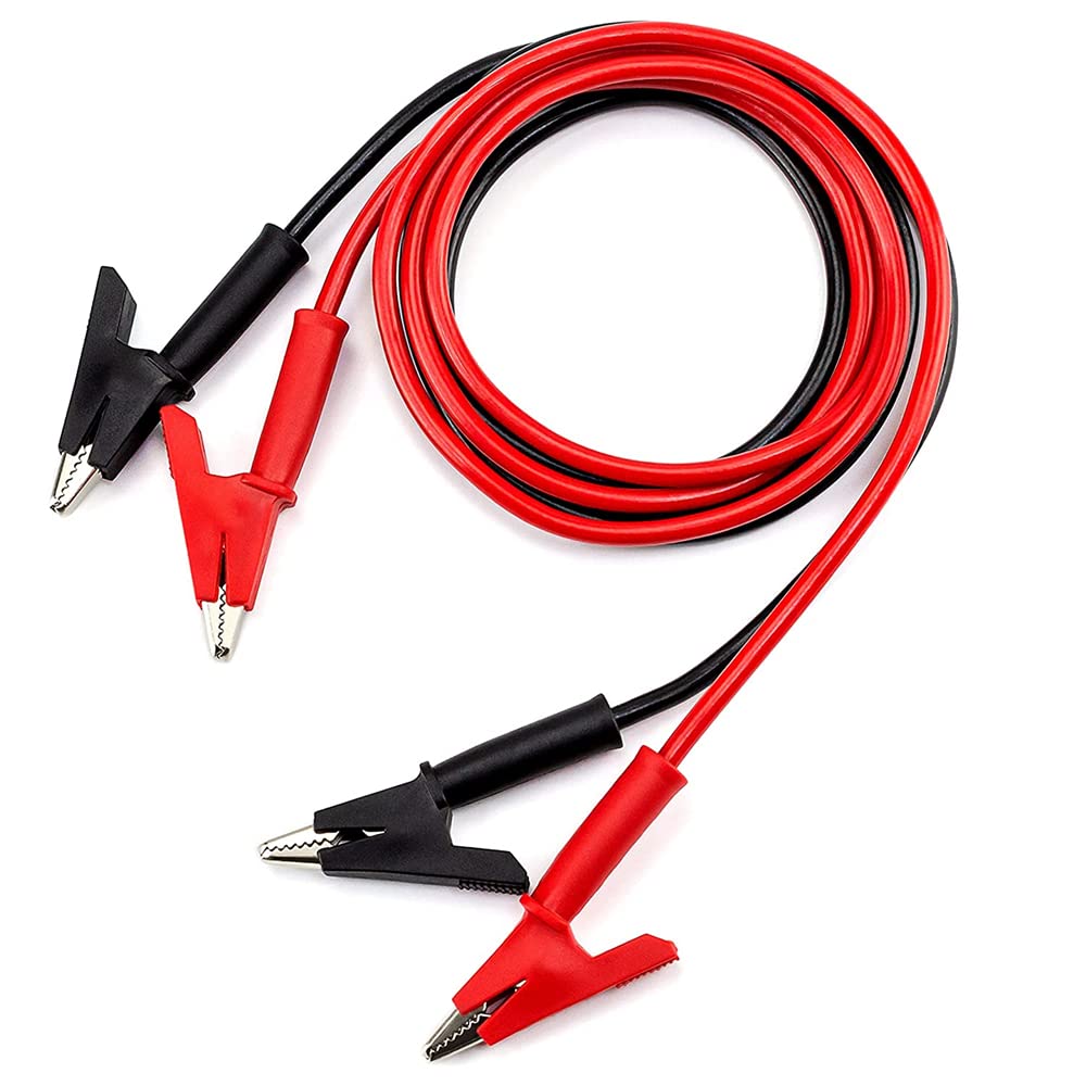Alligator Clips Electrical Test Leads Set, 2Pcs 15A Jumper Wires Heavy Duty with Protective Copper Clips, Premium Silicone Cables for Electrical Testing 39 inches