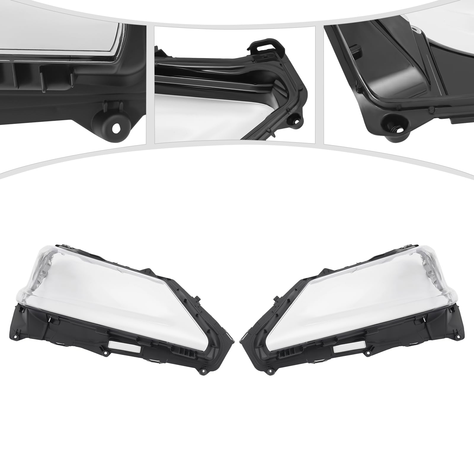 XIJIE Front Replaces Headlights Lens Cover for 2016 2017 2018 2019 Lexus LX570 Headlight Lens Covers Clear Black Housing Clear Lens Driver's Left Side and Passenger's Right Side LH+RH