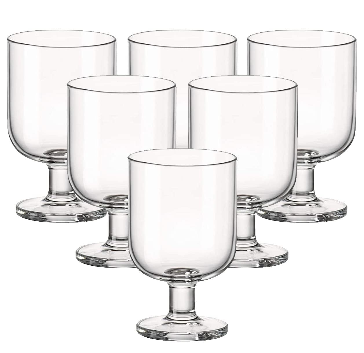 Hosteria Set Of 6 Stackable Wine Glasses, 5.5 Oz. Goblet, Clear Tempered Glass, Made In Italy.