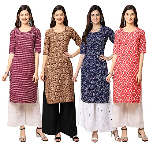 Image of Pinkmint Women's Crepe Floral Regular Kurta