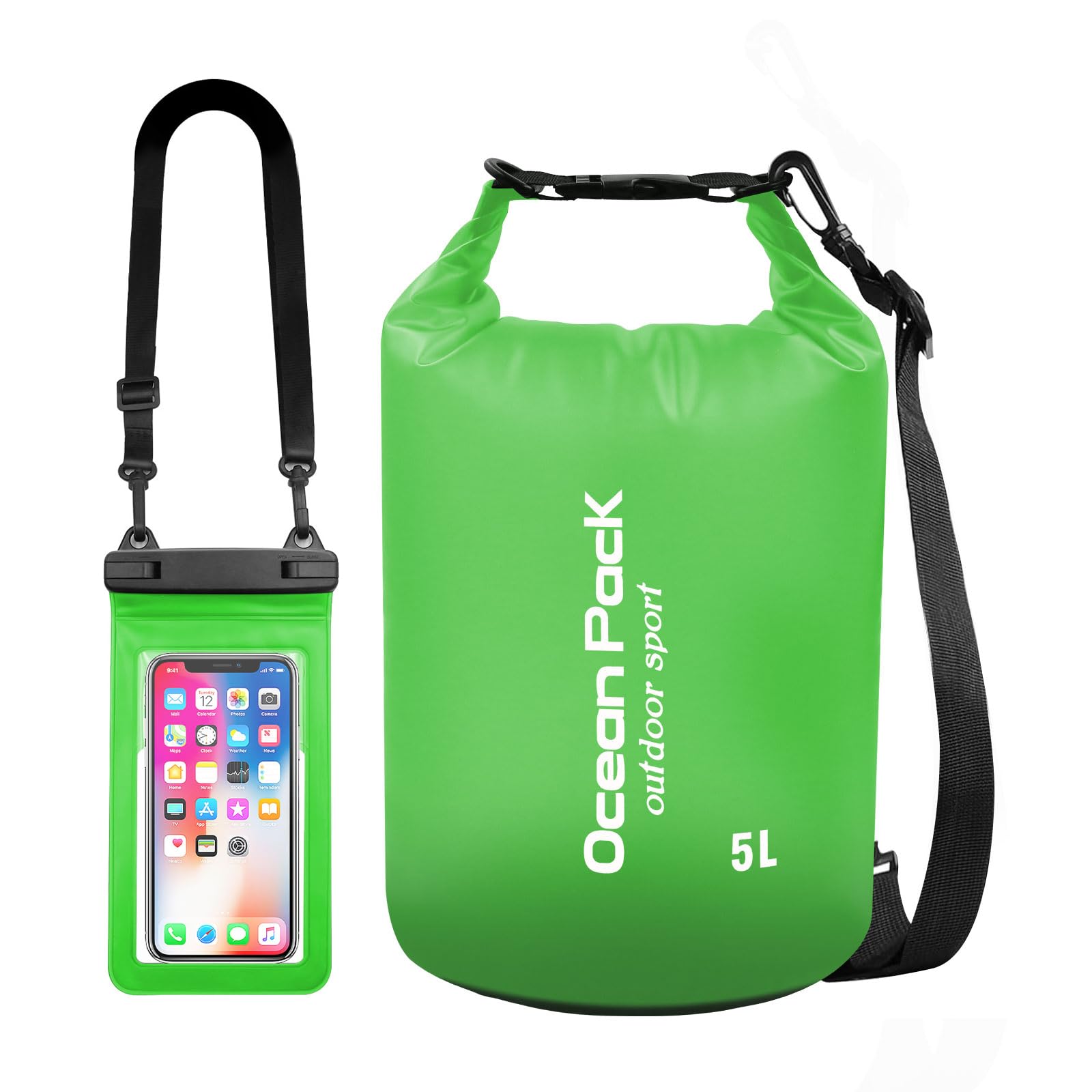 Yixinhe Premium Waterproof Bags, 5L Dry Bag with Waterproof Phone Pouch and Long Adjustable Shoulder Strap for Outdoor Activities and Water Sports, Travel, Camping, Hiking, Swimming, Boating