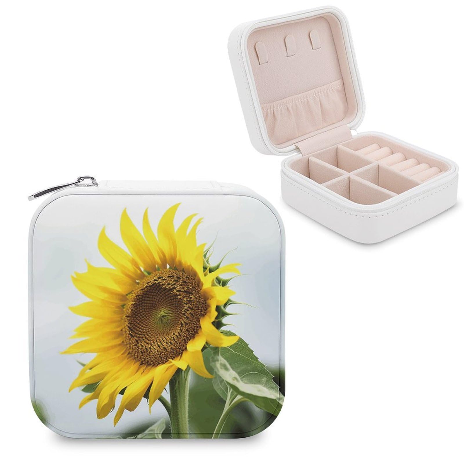 VstaDank Bloom Sunflower Jewelry Box Beautiful Portable Ring Boxes Cute Large-Capacity Jewelry Case Jewelry Organizer for Mothers Gifts for Earrings Rings Hand Bracelet