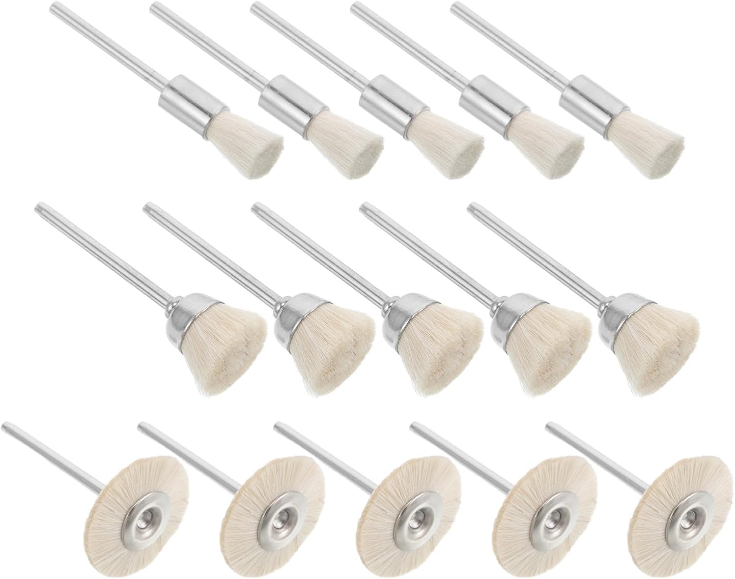 Generic 15 Pcs Wool and Metal Buffing Polishing Brush Set for Rotary Tools, Penshaped Polisher Compatible with Electric Drills, Easy Handling Jewelry Polisher for Nut Carvings