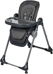Safety 1st Olea chaise haute 3-en-1 pour nouveau-nés à tout-petits | Mode chaise booster de cuisine, réglable, inclinable, design facile à nettoyer, roues pivotantes – Graphite minéral