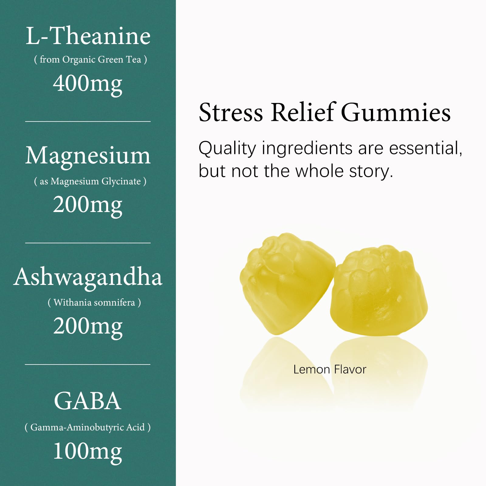 L-Theanine 400mg Gummies, L Theanine Supplement for Kids & Adults with Magnesium Glycinate, GABA, Ashwagandha, L'theanine Chewable for Restful Sleep, Stress Support, Relaxation, Calm, 60 Day Supply — Amazon image 2