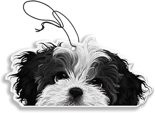 WIRESTER Ambientador colgante para automóvil, hogar, baño, oficina, adornos decorativos, perro Shih Tzu blanco negro