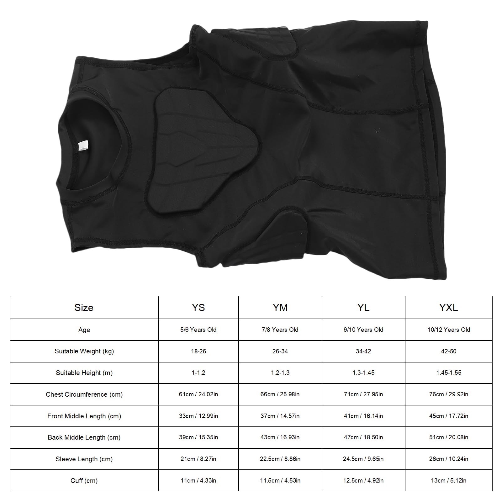 Jugend Gepolstertes Schutz Hemd, Verdickte Brust Rib Protector für Fußball Paintball Baseball