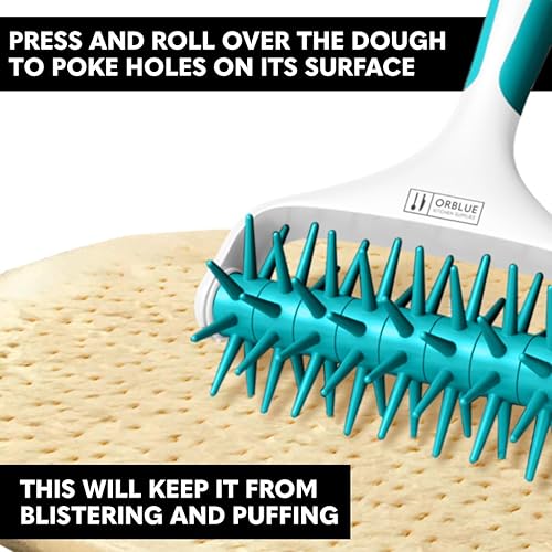 Miniatura 2 de Orblue Docker para masa de pizza, rodillo de pastelería con pinchos, herramienta de acoplamiento de pizza para cocina doméstica y comercial,