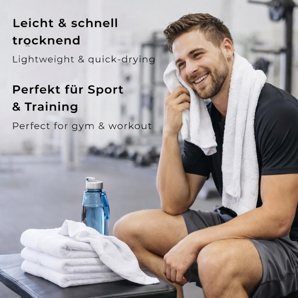 Betz Handtuch 10er Pack Handtücher Set Palermo Größe 50x100 cm 100% Baumwolle - gut trocknend, leichte Qualität - ideal für Sport, Strand, Reisen Farbe weiß