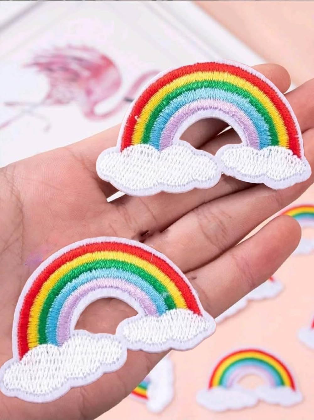 Daily Crafts Embroidery Patches for Kids Boys Girls | Fine Thread Embroidery Iron On Press Patches Clothes Stickers (2 pcs Rainbow)