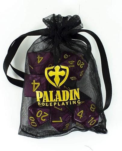 Miniatura 5 de Dados de RPG de perlas granate, juego completo poliédrico - 'Ciruela'