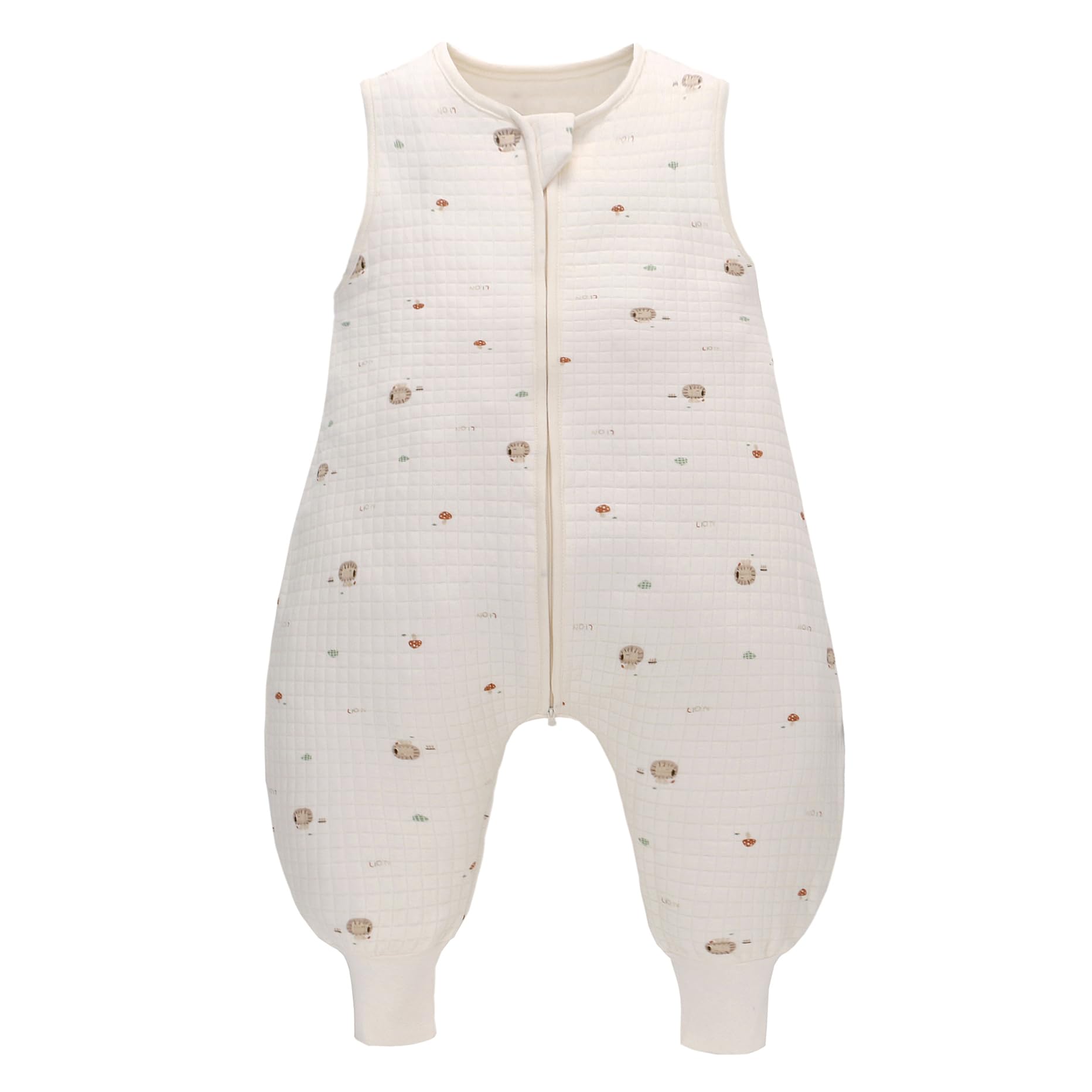 Baby Schlafsack mit Füßen 1.0 TOG Schlafsack 100% Baumwolle Ganzjahres Schlafsack Babyschlafsack mit Beinen (Löwe, M/1-2T)