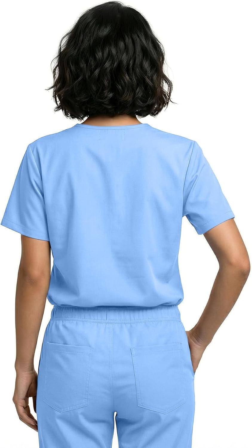 Natural Uniforms Unisex 3-Pocket Scrub Top, V-Neck Medical Nursing Shirt