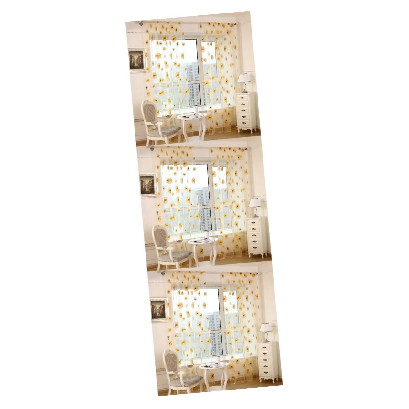 Voilage de fenêtre moustiquaire Zerodeko et rideaux transparents au motif tournesol