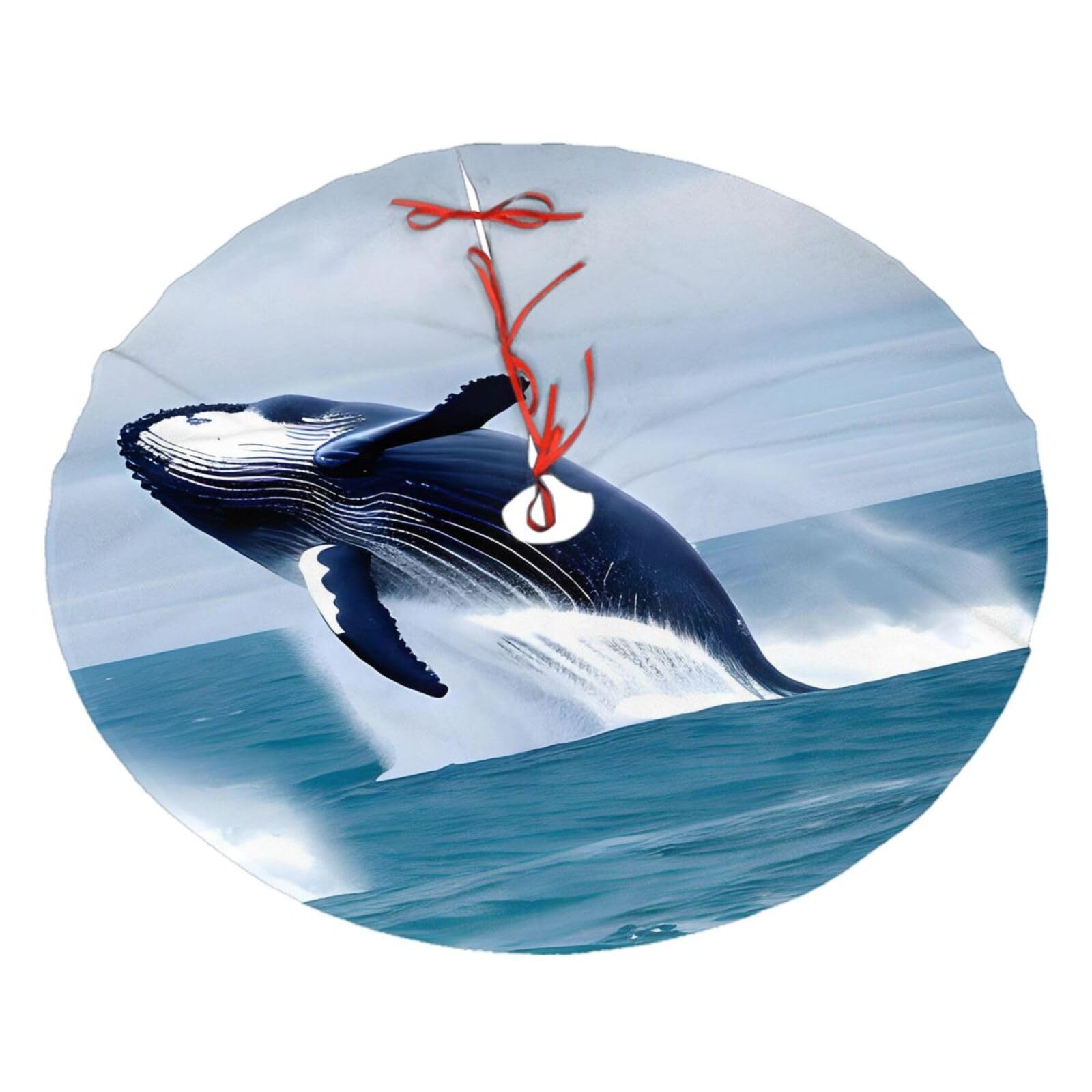 Whales at sea Printed Christmas Tree Skirt Christmas Plush Tree Skirt 36 inches (about91 cm) ChristmasIndoor and Outdoor