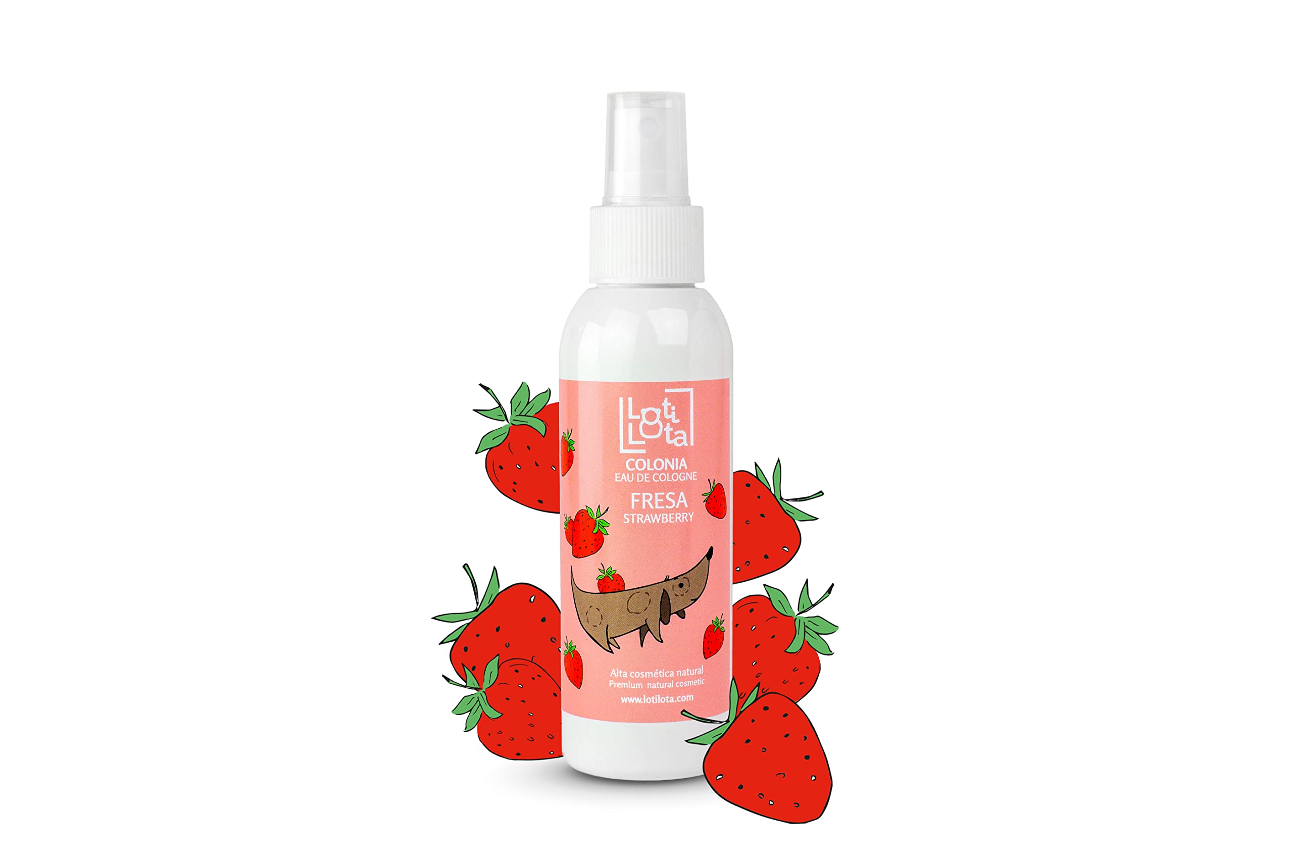 LOTI LOTA Colonia para perros "FRESA" especial todas las razas y tamaños - Vegano - 125 ml