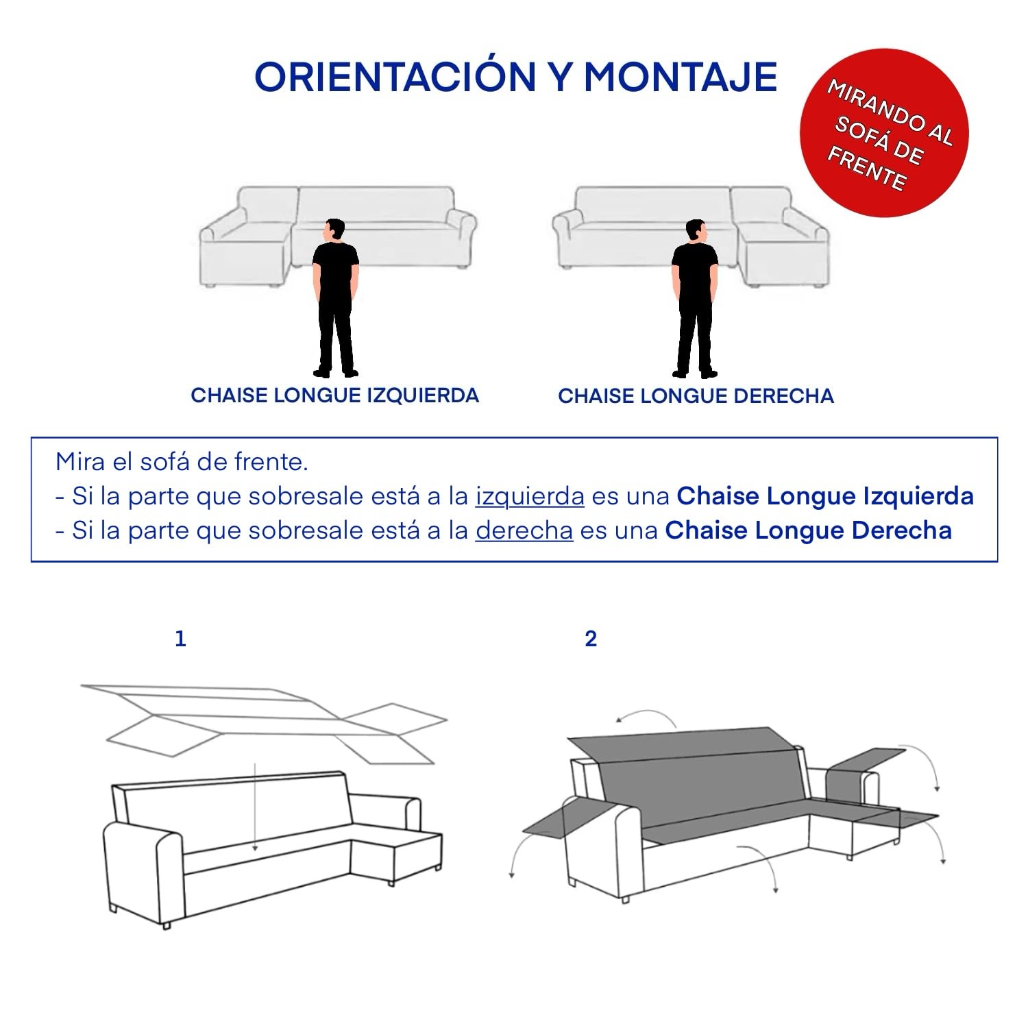 GFD - Cubre Sofa Chaise Long, Funda para Sofá Chaise Longue L Ajustable, Forros para Sofás Antideslizante, Fundas Sofá Acolchado, Protector Sofá Duradero Perros Gatos Mascotas (Derecha, Gris)