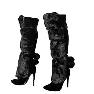 RoseMuse　fur attach stretch long boots Amazon.com: FURINFASHION D-44 Women's Autumn Winter Furry