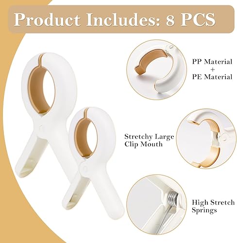 Miniatura 3 de Paquete de 8 clips para toallas de playa, clips para sillas de playa en crucero, tamaño gigante, pasadores de ropa resistentes para sillas de
