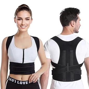 Tranquil Threads Adjustable Posture Corrector Belt | Back Pain Relief for Men & Women, Shoulder & Back Support, Hunch Back Straightener for Daily comfort - image, photos