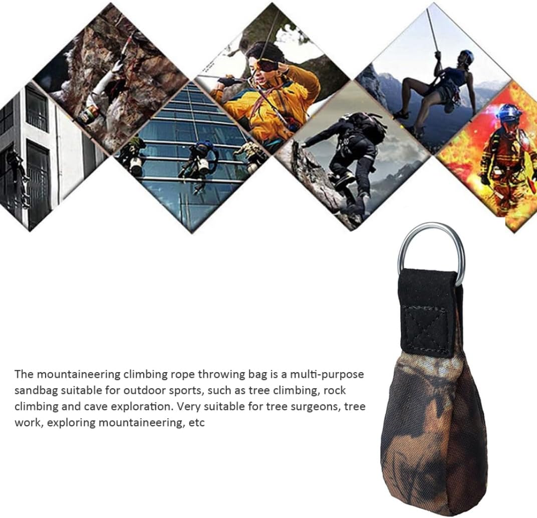 Throw Weight Bag Safety Rope Throwing Bag Outdoor Sports Arborist Tree Rock Climbing Spelunking Stainless Steel Throwing Bag Camouflage Throwing Rope Bag