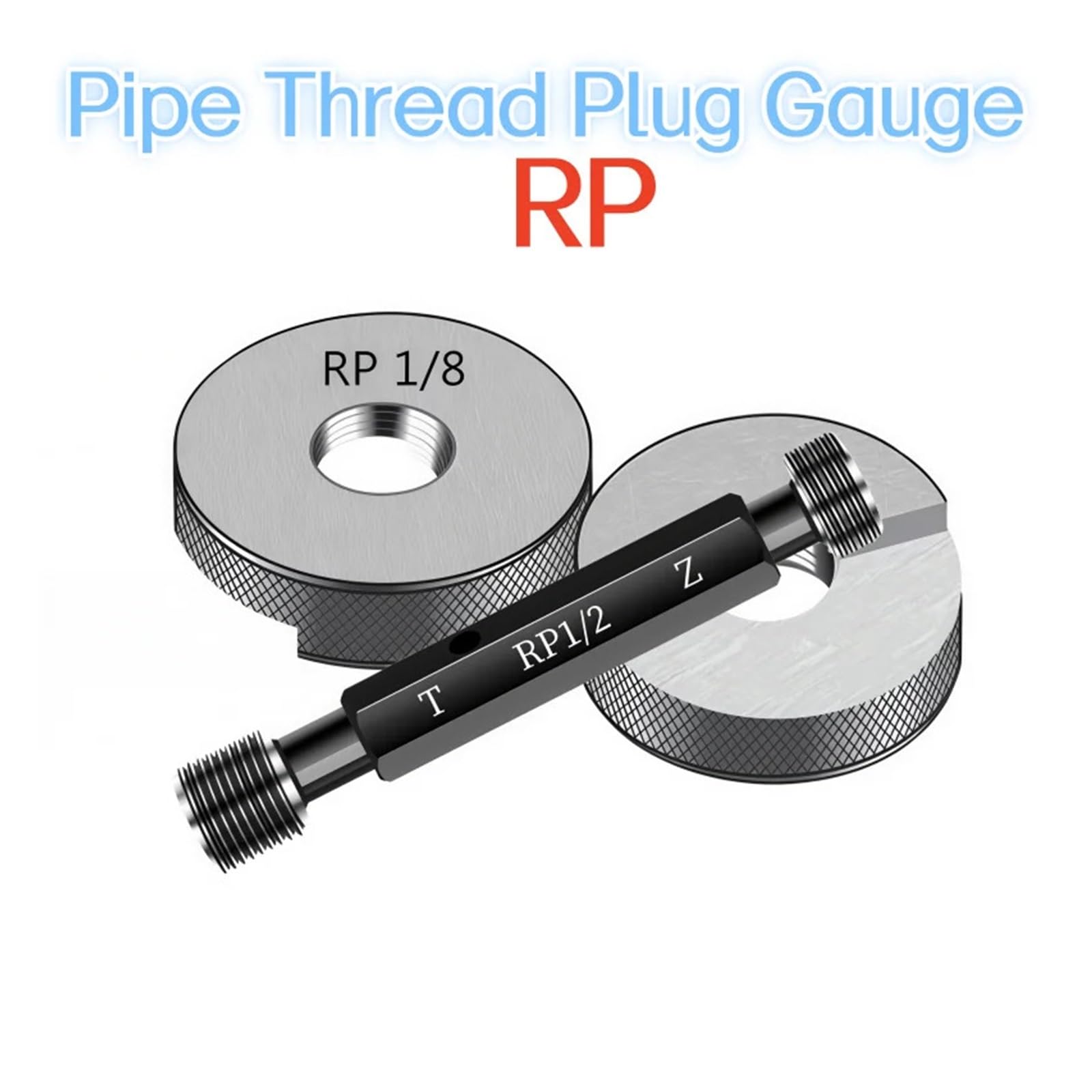 1 Stk. 1/8 Rohrgewinde-Lehrring 3/8 1/2 3/4 RP1'' 2''(RP 3I4,RP Thread Ring Gauge)