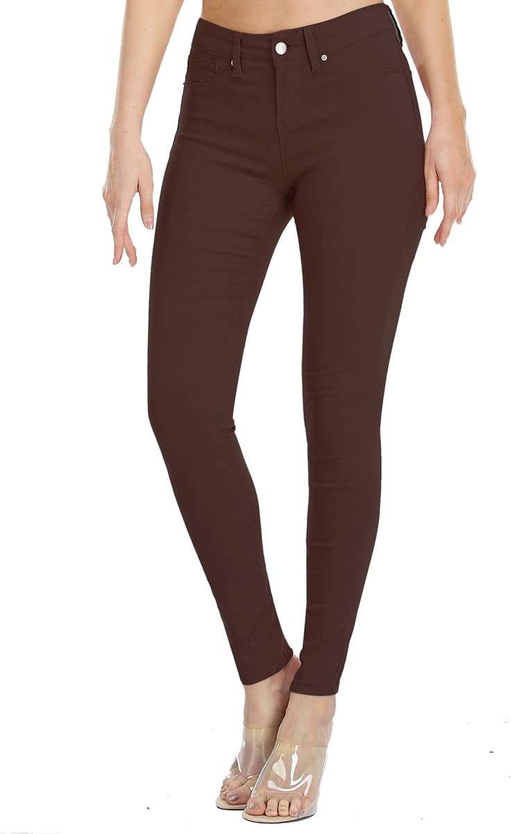 WAYRUNZ Womens Hyper Ultra Stretch Comfy Pants Colored Mid-Rise Skinny Jean Juniors Jegging