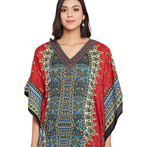 Image of Oussum Plus Size Kaftan Dresses for Women, Polyester Summer Caftan Cover Up Maxi Beach Dress, 1X-3X