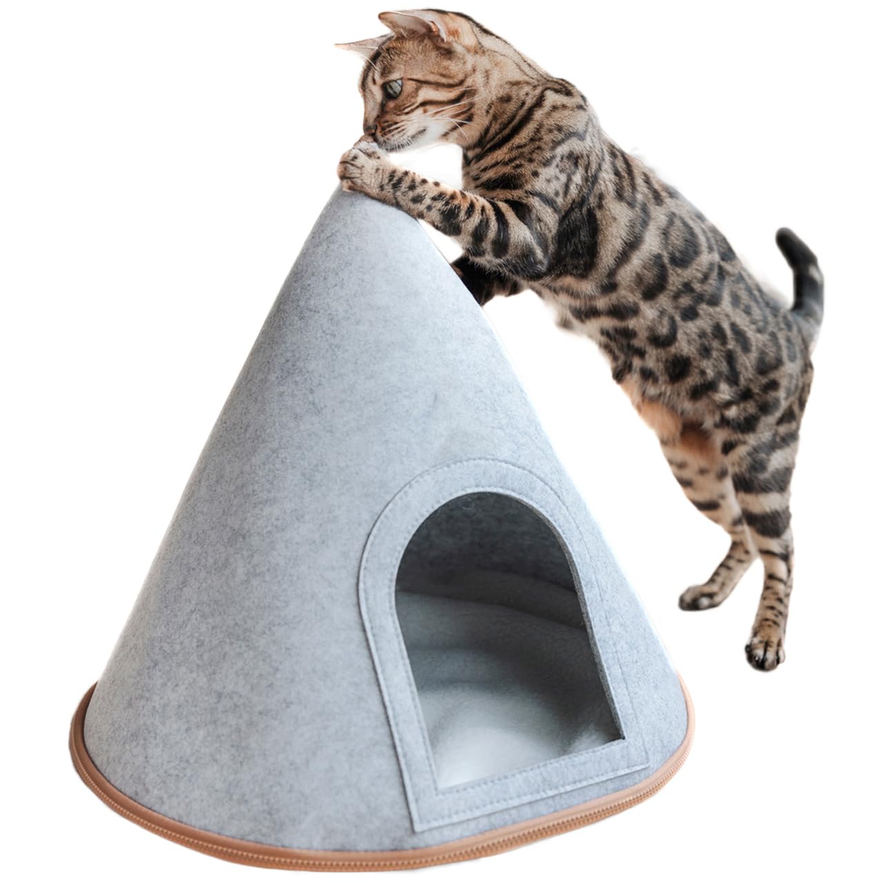 Canadian Cat Company Katzenzelt Cone – Filz Katzen Tipi, XL Katzenhöhle aus Filz inkl. Flauschkissen