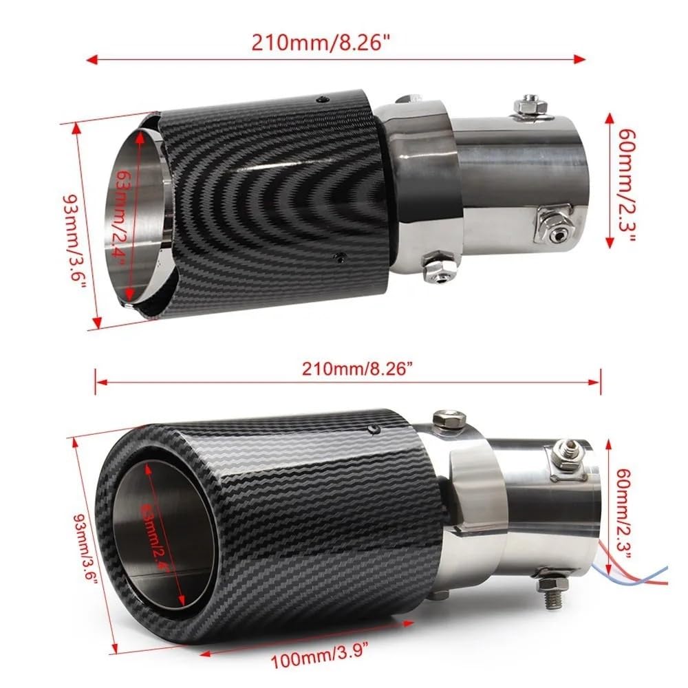 Vehicle Silencer Zmodyfikowana końcówka tłumika wydechowego samochodu Wylot czerwonego/niebieskiego światła Rura wydechowa Tłumik tylnej części gardła Tłumik do Samochodu(Real Carbon Blue Z)