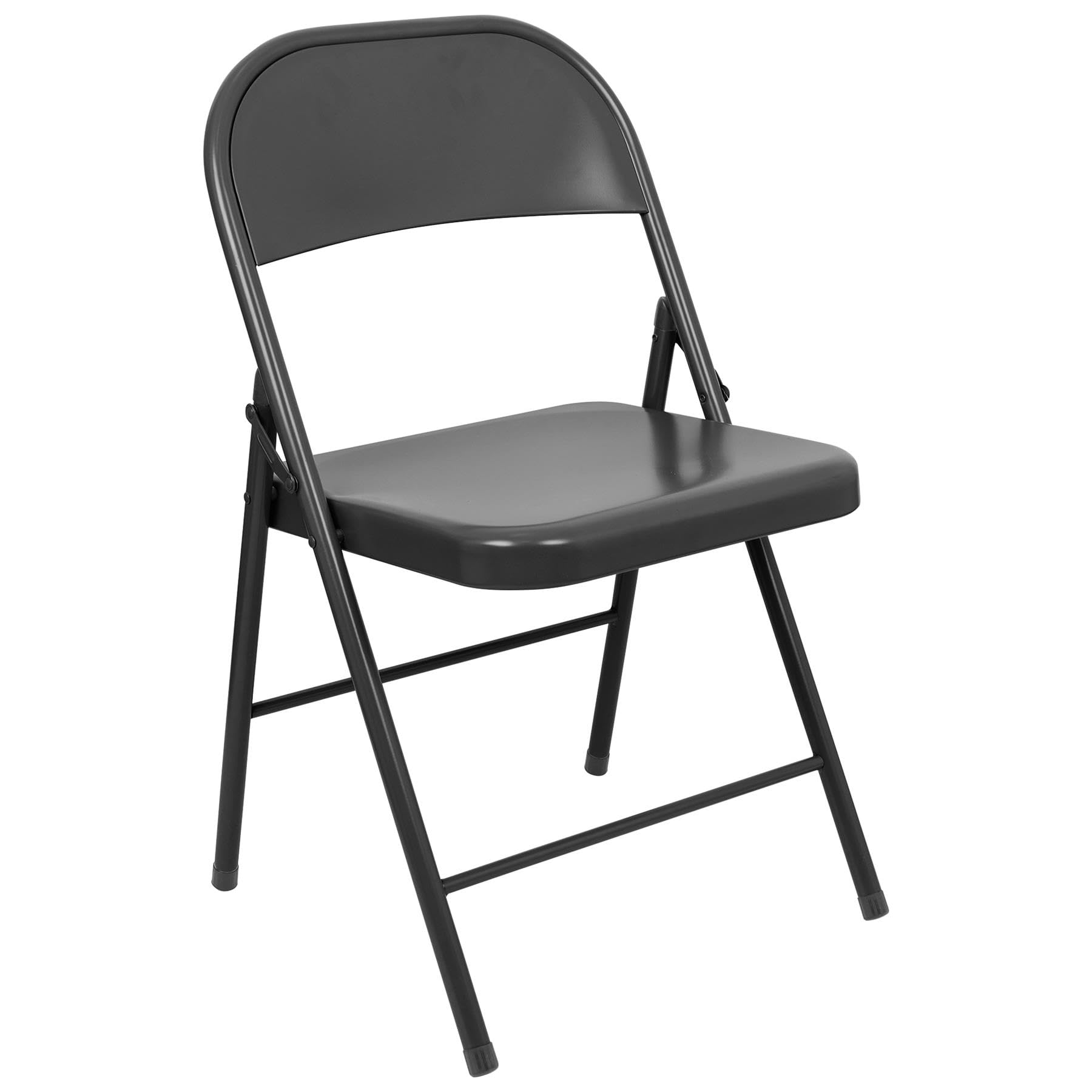 Harbour Housewares Black Metal Folding Chair with Rubber Bumper Feet - Lightweight Matte Foldable Desk Chair Metal Garden Seats for Indoor, Outdoor Activities, Guests, Conferences