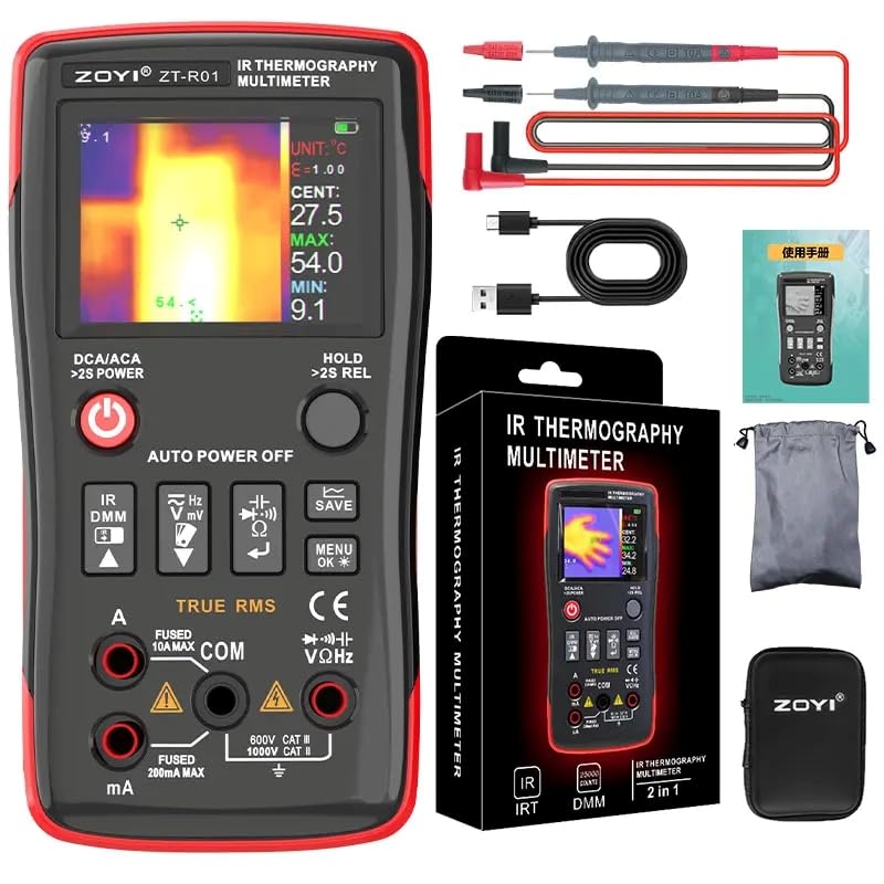 Infrared Thermal Imager R01 Thermal Imager and Multimeter 2 in 1 Infrared Thermometer and Electrical Tester for Electricians(R01 KitII)