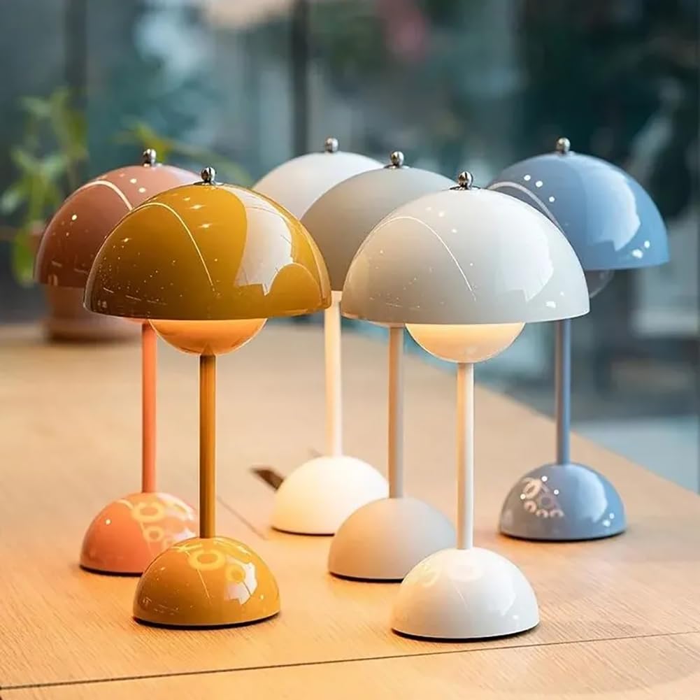 LED Bloempot Tafellamp Draadloos met Accu, Touch Dimbare Bloempot Lamp Paddenstoel Lamp met 3 Helderheidsmodi, Decoratieve Retro Bureaulamp voor Slaapkamer, Kantoor, Woonkamer (Maat: USB-Touch, C