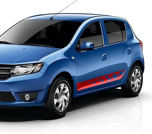 Miniatura 2 de YKANZS Car Side Skirt Stickers Stripe Decal Decals, Fit for Renault Dacia Sandero 2 Stepway RS Accessories 2 Pcs Racing Sport Car Door Side Skirt