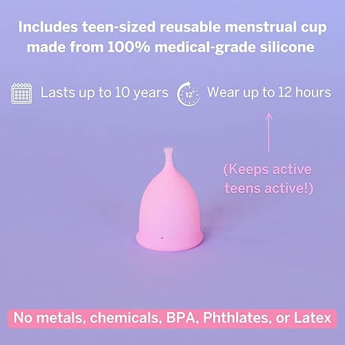 Miniatura 4 de Kit de copa menstrual para adolescentes, el mejor kit de inicio de taza para el primer período, lavado, 20 toallitas, lubricante, taza de transporte