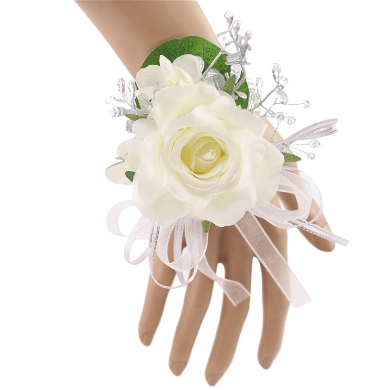 EEfpxwtz Prom corsage wrist flower， WristCorsageBrsmaidSistersArtificiFlowersSilkRoseWedDancePartyDecorMulti2Pcs(Color3)