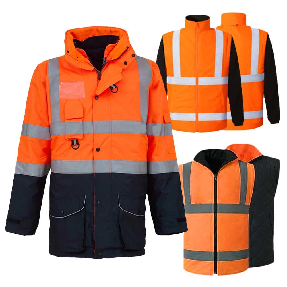 Chaqueta de alta visibilidad personalizada para hombre, certificado EN ISO 20471, impermeable, reflectante, ropa de trabajo de seguridad con forro desmontable, color amarillo y naranja, añade
