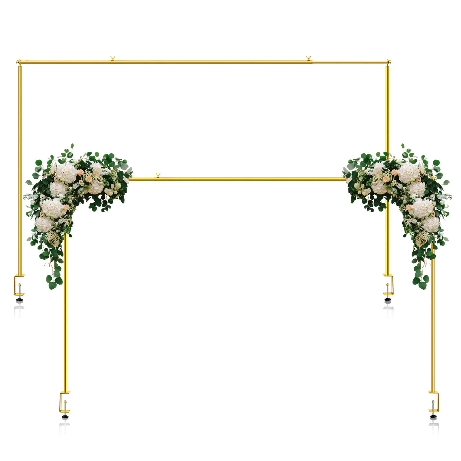 Photo 1 of Blulu 2 Sets Over The Table Rod Stand with Clamps Adjustable 47.2"-78.7" Length Table Arch for Wedding Metal Table Backdrop Stand Balloon Flower Arch Stand for Party Birthday Wedding Christmas (Gold)