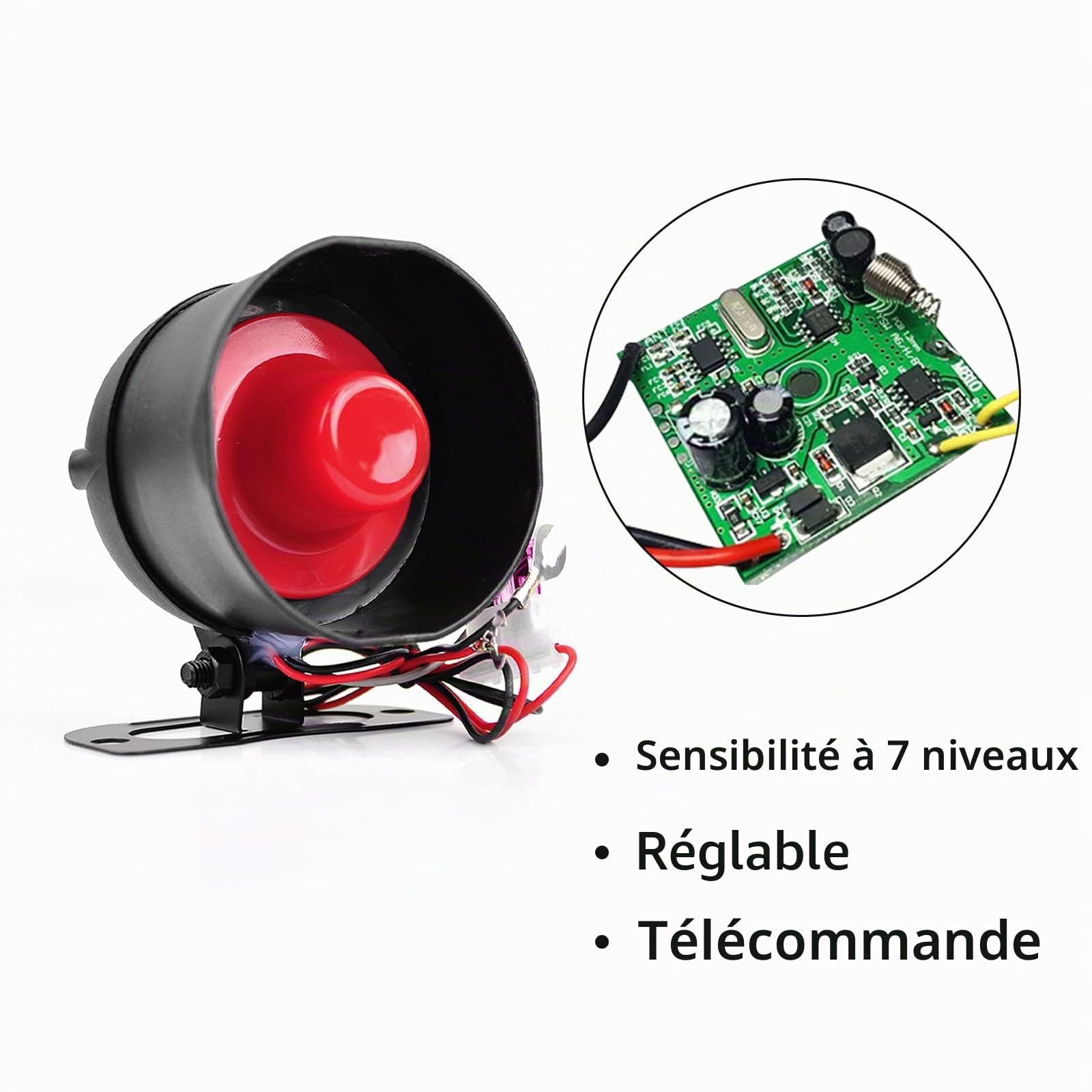Baceyong Alarme de Voiture, klaxon de sécurité Cw-8110 120DB avec 2 télécommandes 12v DC Voiture, système de Protection de sécurité d'alarme de véhicule Universel antidémarrage Noir
